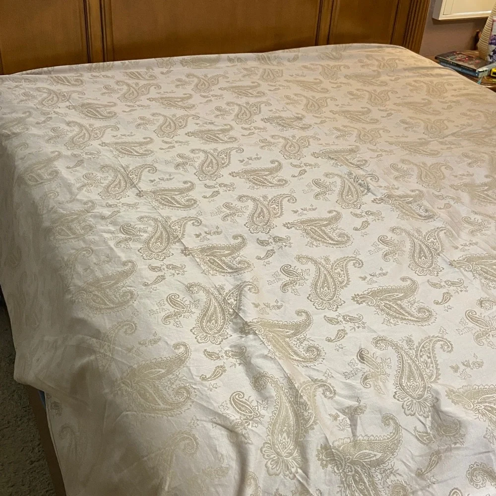 RARE Williams Sonoma paisley reversible king duvet & 2 pillow king shams Italian